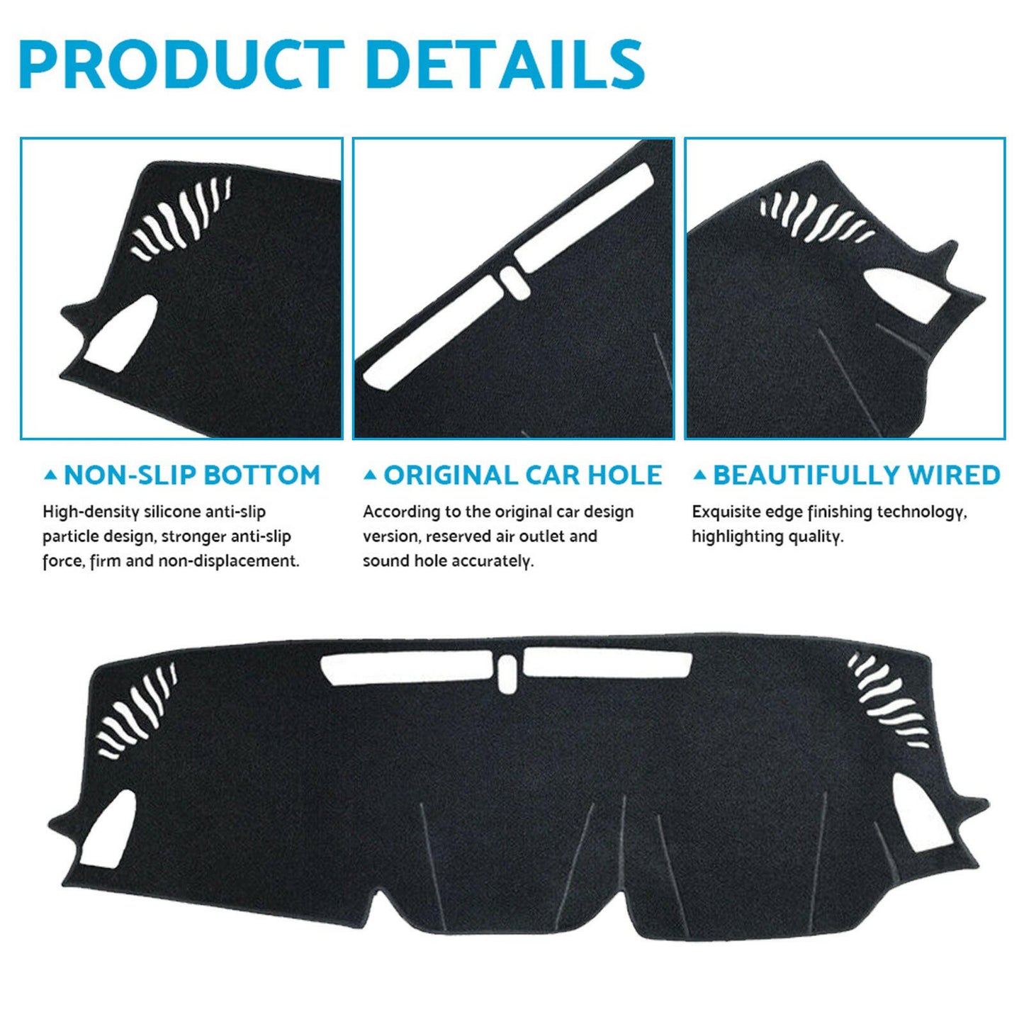 Non-Slip Dash Mat Dashboard Cover Black Suitable For Subaru Crosstrek 2023-2024.