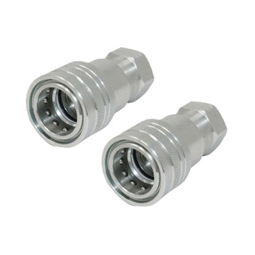 2 Pairs 1/2in BSP Male & Female Hydraulic Poppet Quick Release Couplings Set Suitable For Tractor.