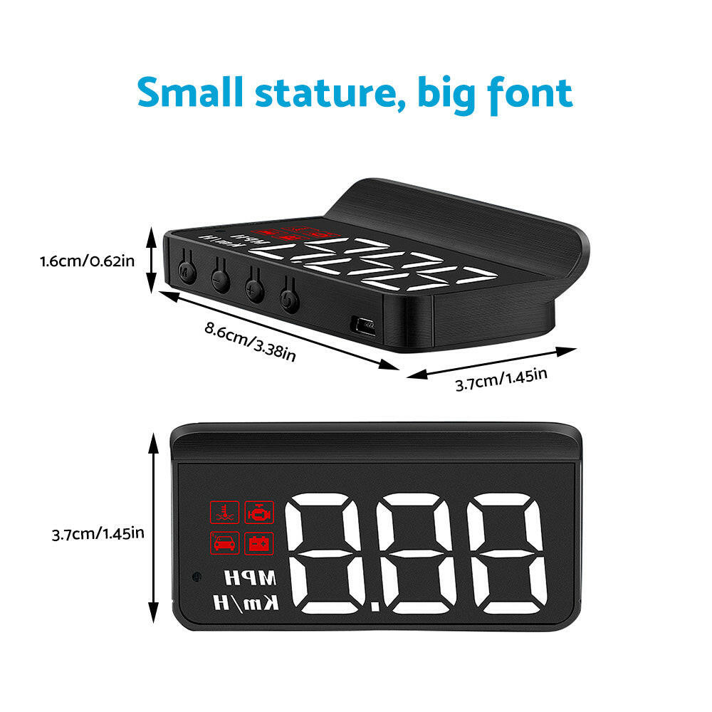 Universal Car Head Up Display GPS Speedometer Digital Speed Warning OBD2.