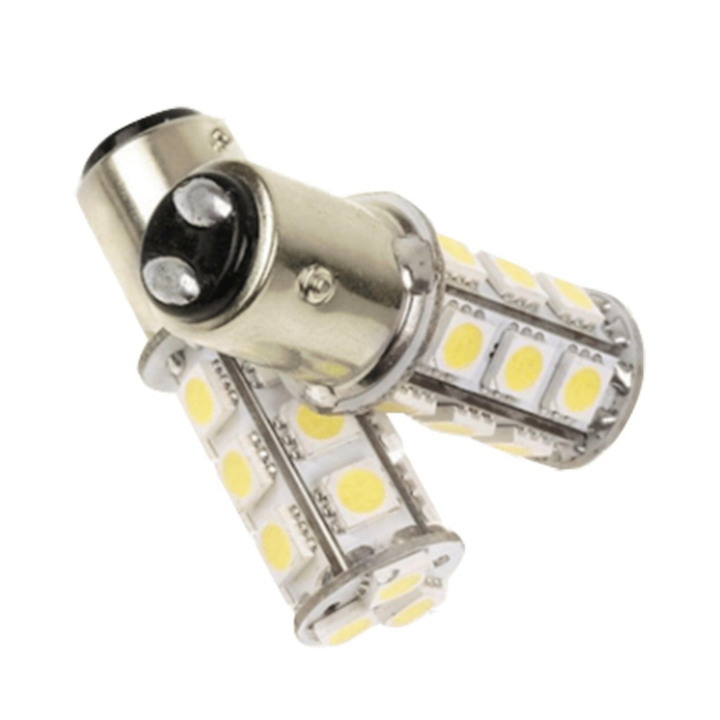 2x 12V BA15D LED 18 SMD Cool White Light Globes Suitable For Caravan Car.