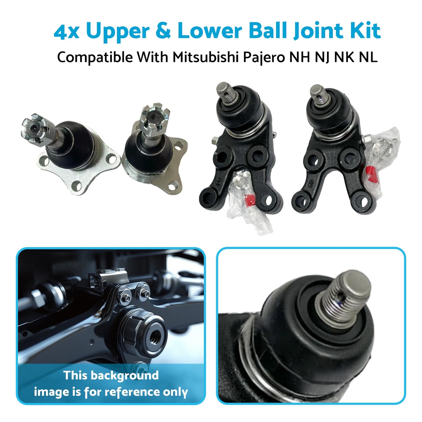 Upper & Lower Ball Joint Kit 4x Suitable For Mitsubishi Pajero NH/NJ/NK/NL 1991-2000