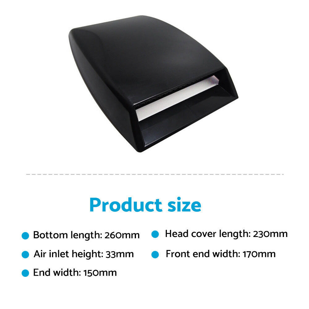 Universal Car Air Flow Intake Scoop Bonnet Hood Cover Black ABS Plastic.