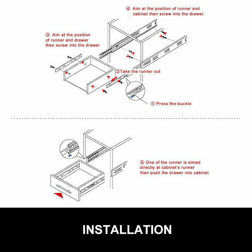 PAIR 90KG Loading Capacity Locking Drawer Slide Runner Trailer 800mm or 1600mm.