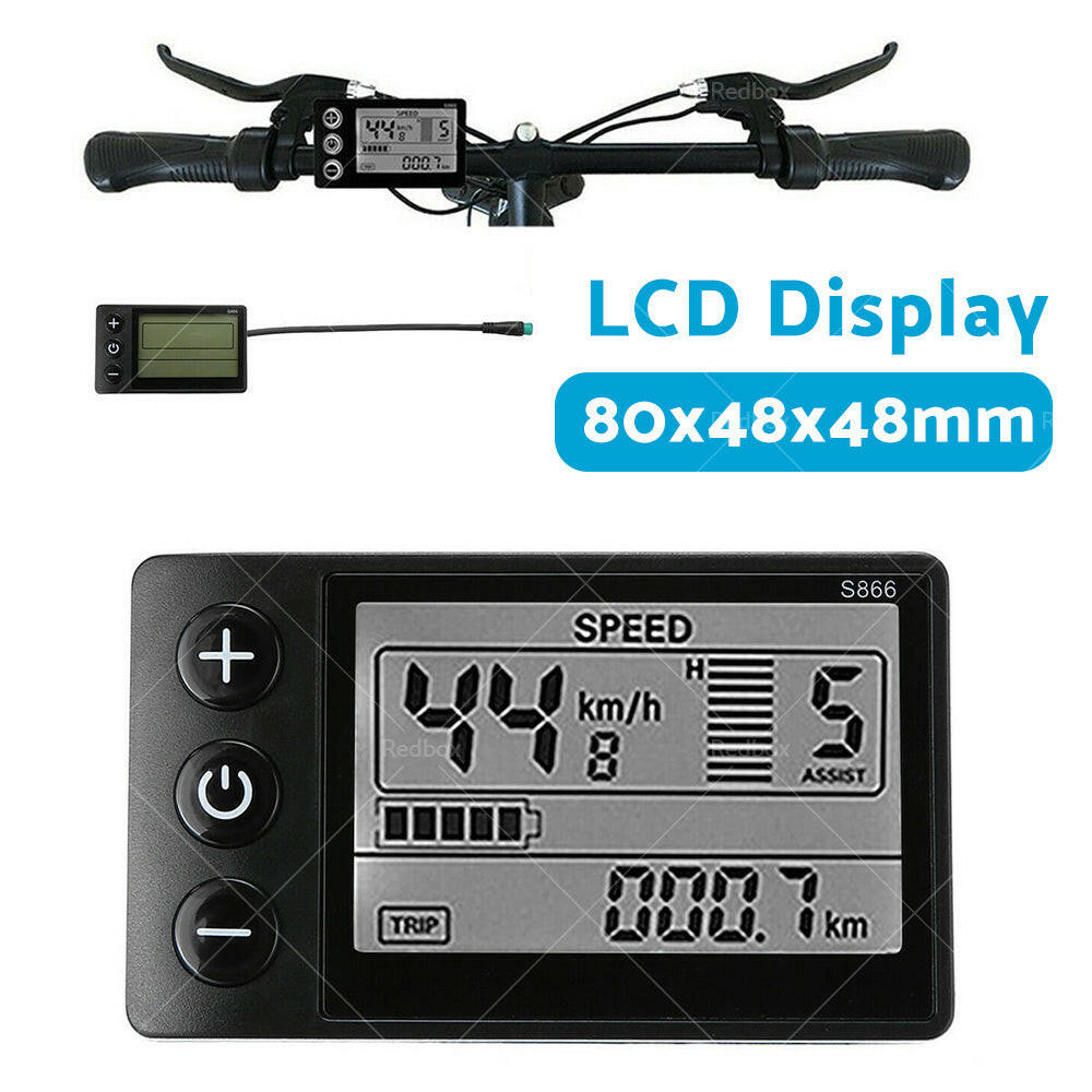 LCD Display Electric-Bike S866 24V/36V/48V Waterproof Plug For Ebike Scooter.