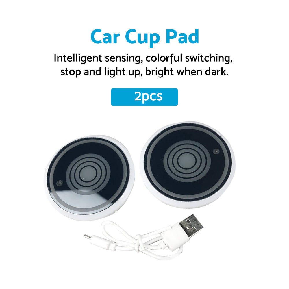 2xCup Pad Car Accessories LED Lights Cover Interior Decoration Lamp 7 Colors.