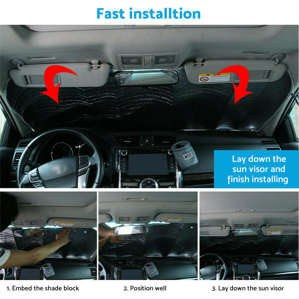 Car Windscreen Sun Shade Cover Black Eyes Anti-UV Aluminium Foil Heat Blocking.