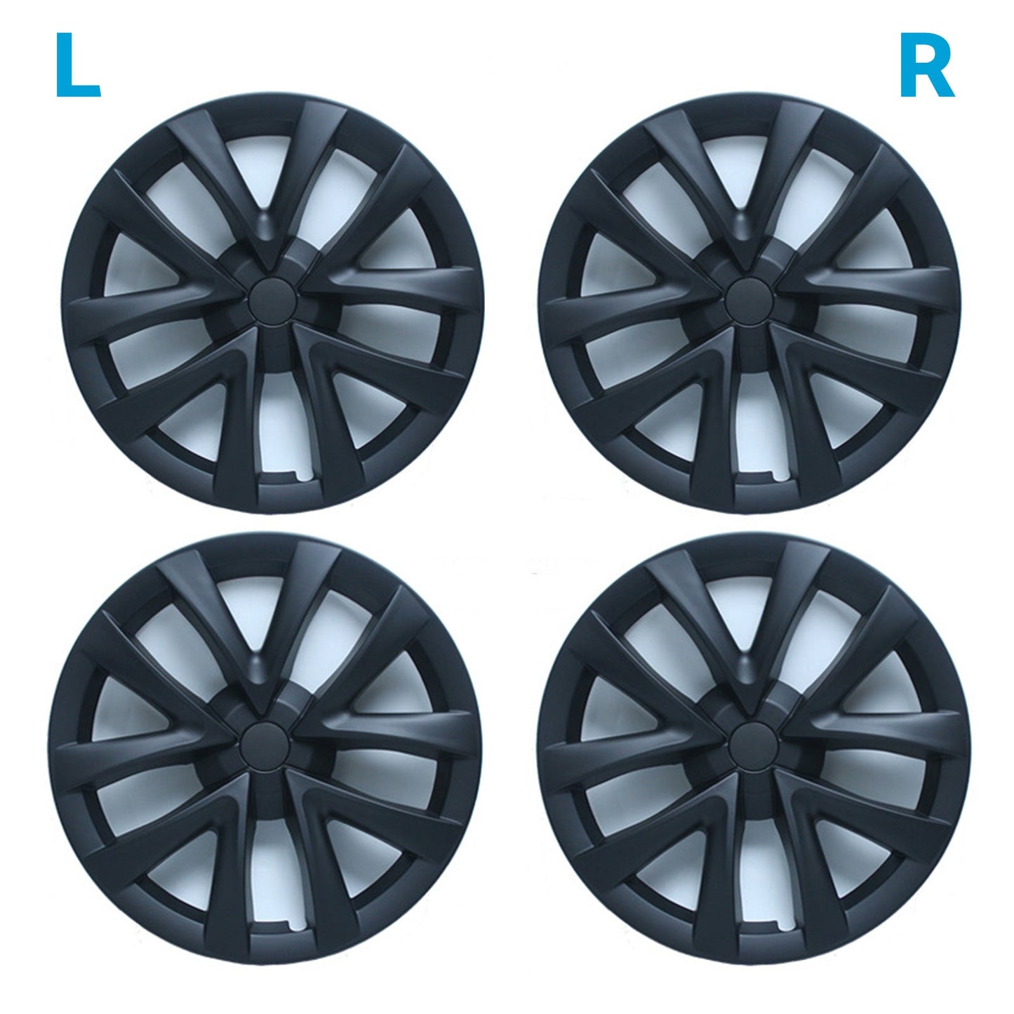 4x Matt Black Wheel Hub Caps Suitable for Tesla Model 3