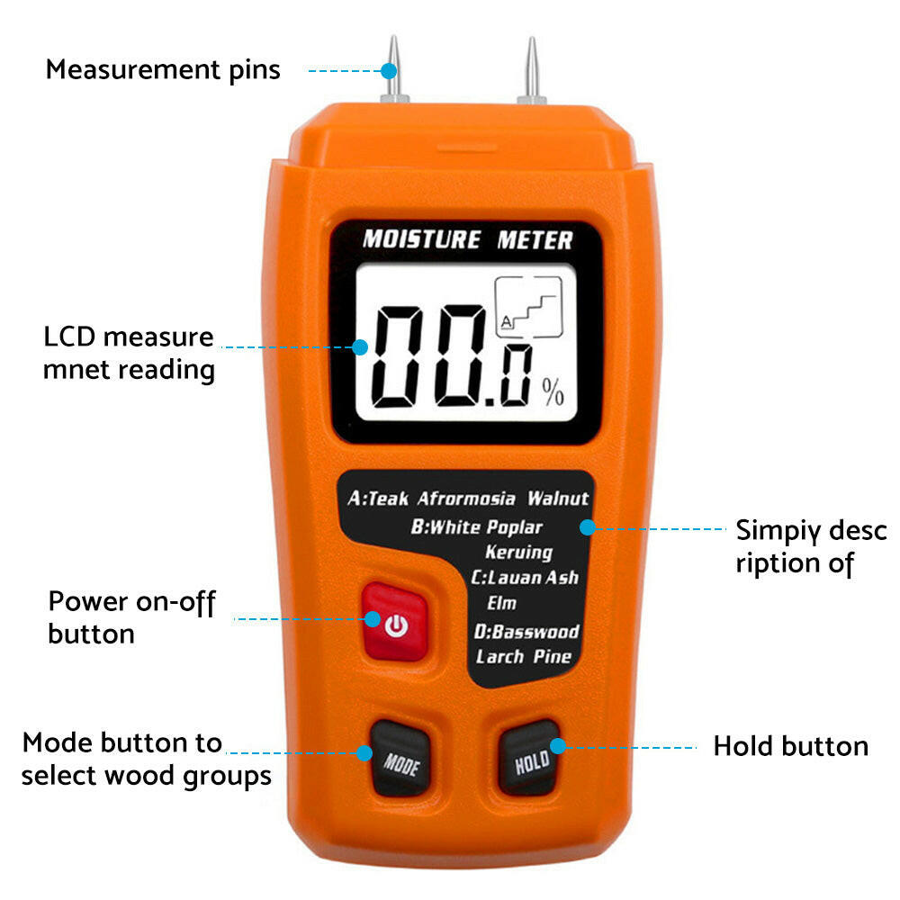 Digital LCD Wood Moisture Meter Damp Detector Timber Humidity Tester Analyzer.
