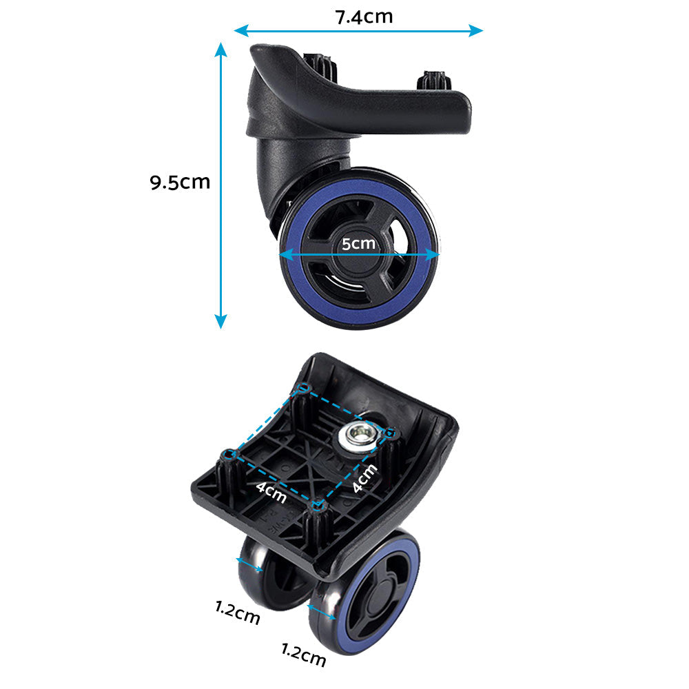 4x Luggage Wheels 360 Silent Spinner Suitable for Travel Suitcase Trolley Case