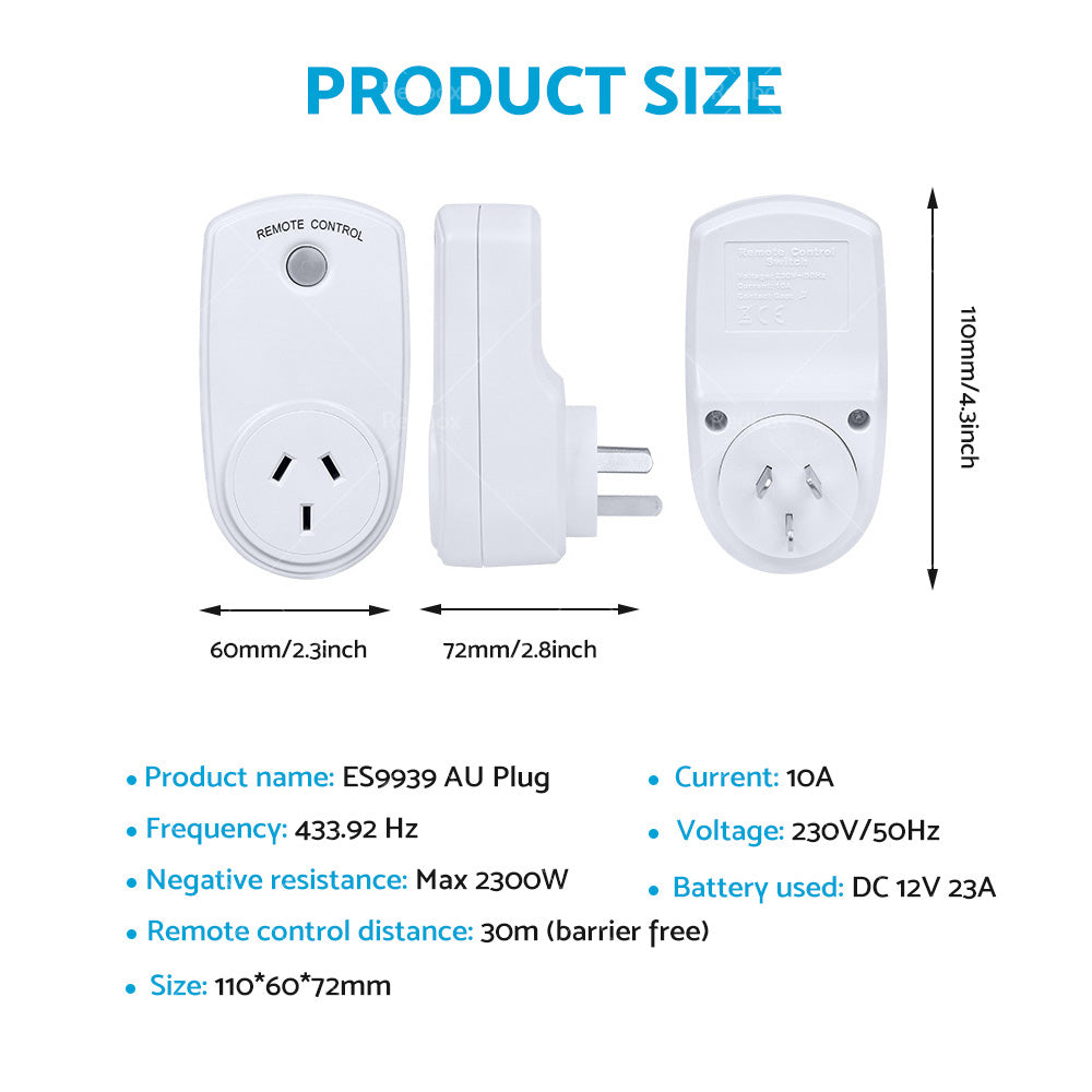 5 Packs Home Wireless Power Switch Mains Sockets & 2x Remote Controllers AU Plug.