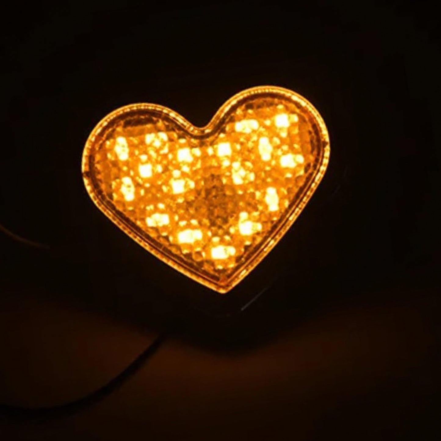 Heart Pair 12V LED Side Marker Indicators Clear Flash Amber.