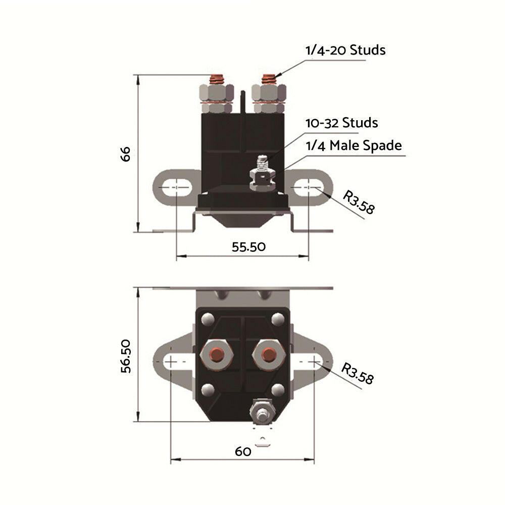 Ride On Lawn Mower Starter Solenoid 3 Terminal 12V Bottom or Side-Mount Suitable For Various Models.