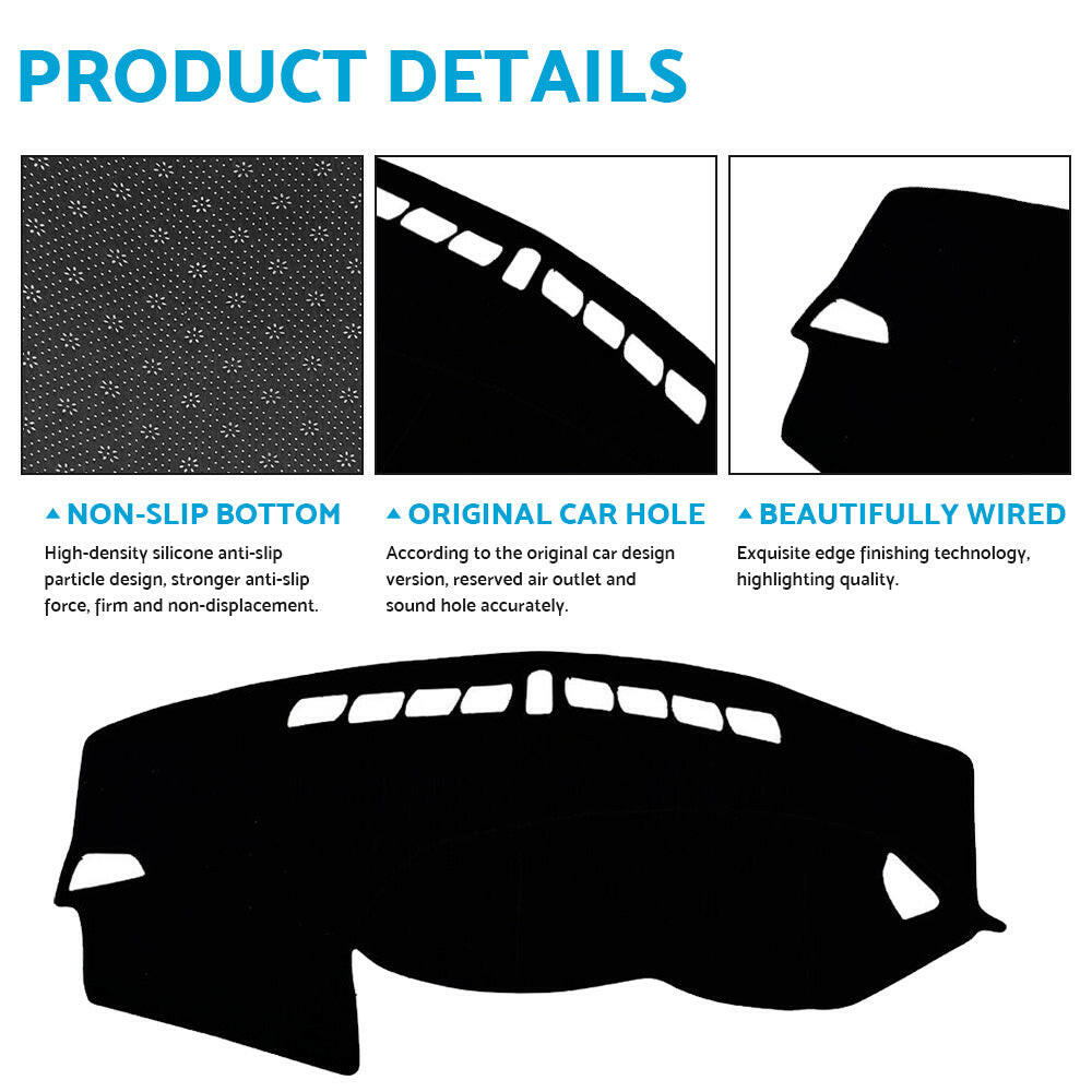 Dashboard Cover Dash Mat Non-Slip Black Suitable For Hyundai Tucson 2015–2020 SUV.