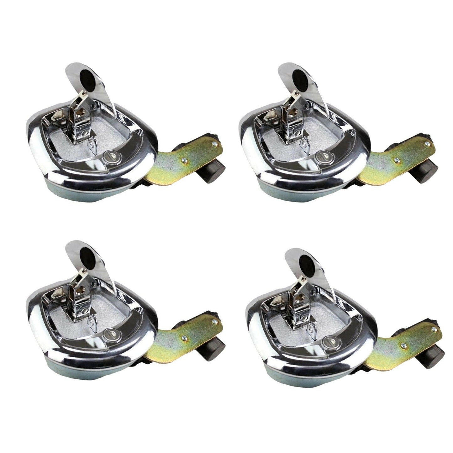 4x Chrome Power Operated Recessed Folding Whale Tail T-Lock Handle Suitable For Toolbox.
