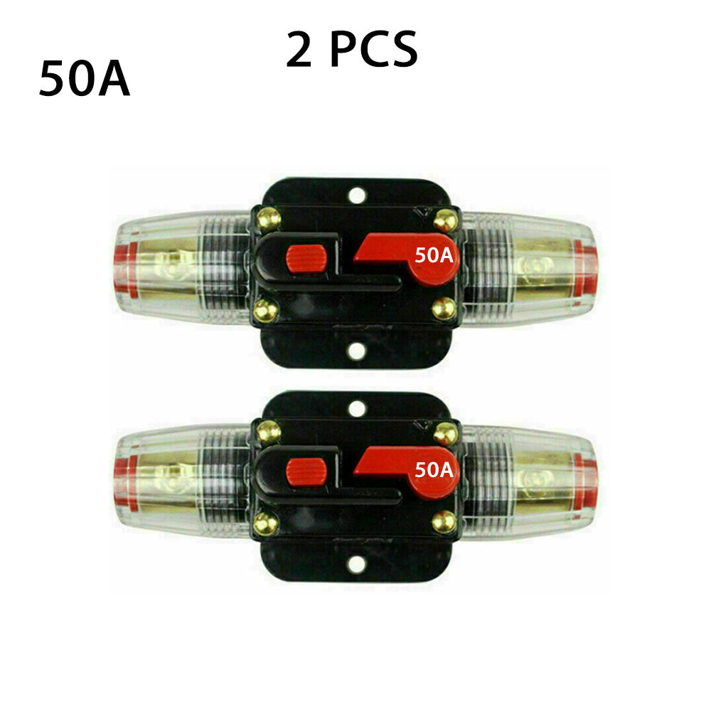 2 PCS AMP Circuit Breaker Dual Battery IP67 Waterproof 12V 24V Fuse Manual Reset.