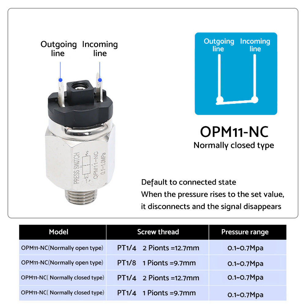 Adjustable Air Pressure Switch 12V 15-140 PSI Suitable For Compressor Air Locker Diff Lock