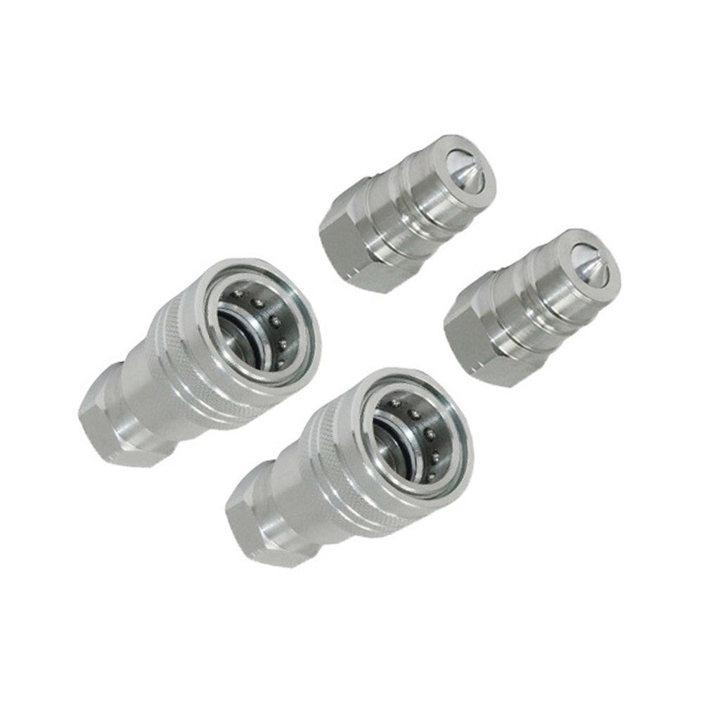 2 Pairs 1/2in BSP Male & Female Hydraulic Poppet Quick Release Couplings Set Suitable For Tractor.