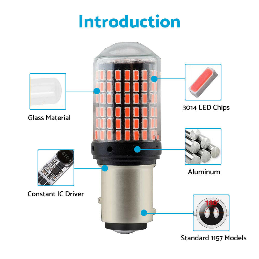 2x P21/5W BAY15D 1157 144 Red LED Canbus Stop Tail Brake Light Bulbs No Error.