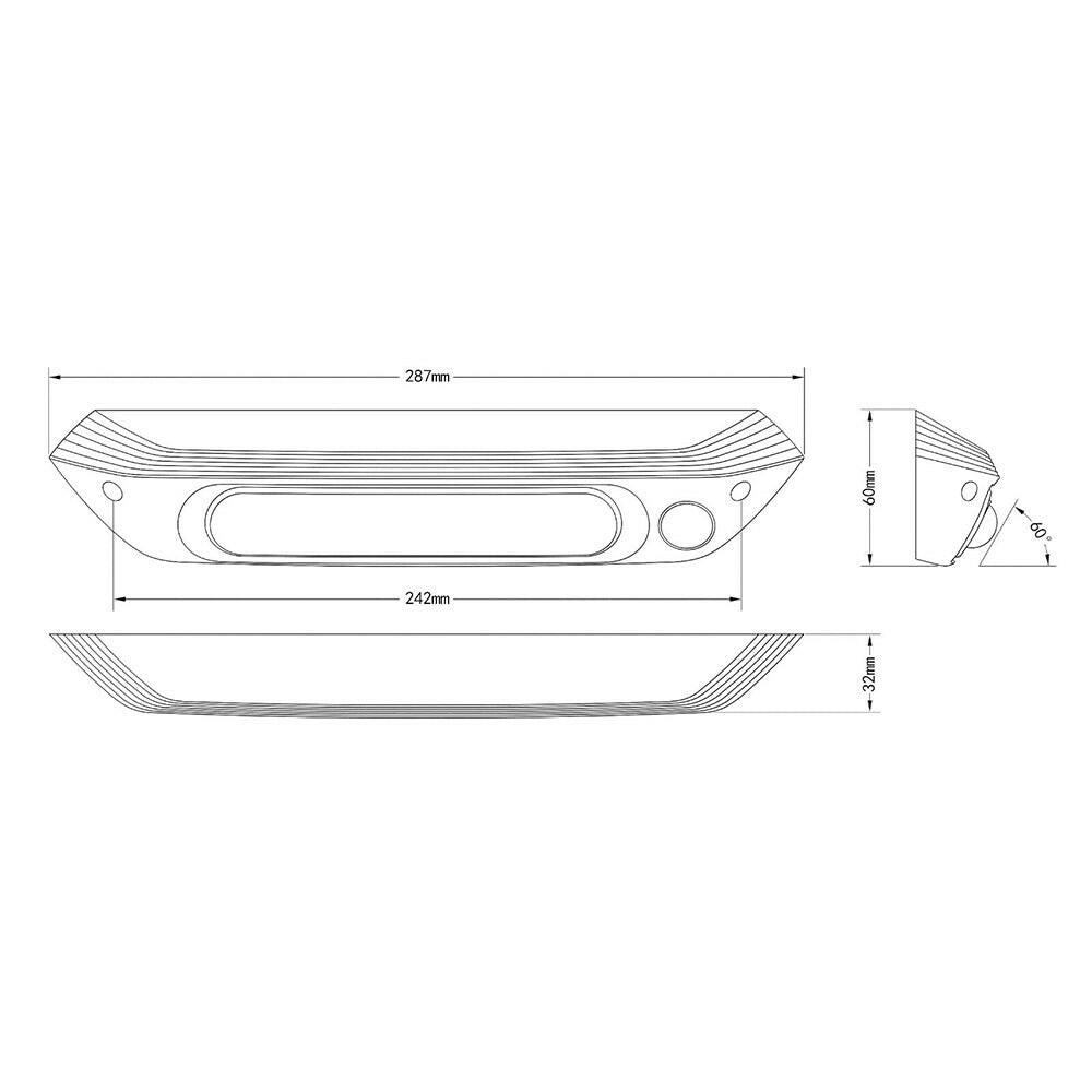 287mm Black Dual LED Bug Light 12V Awning Light with On/Off Switch Amber & White Lights.