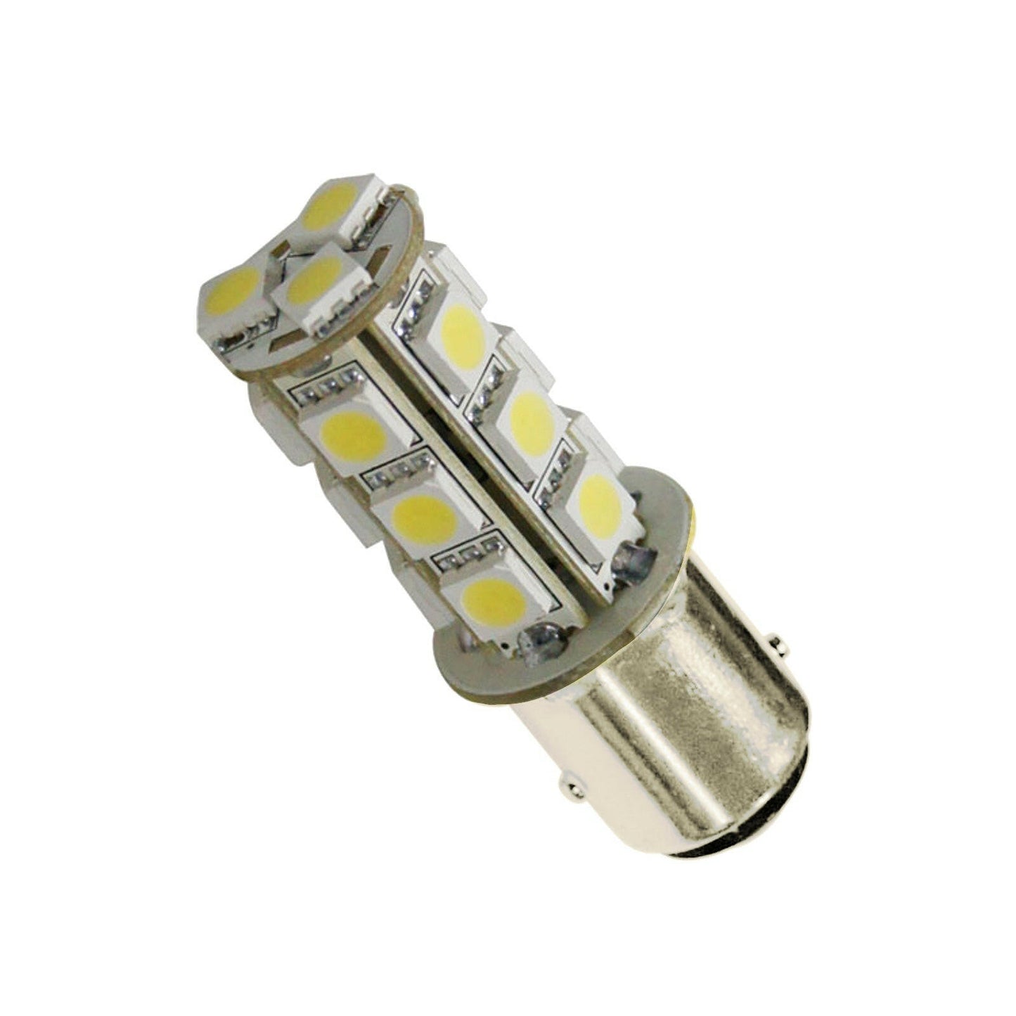 2x 12V BA15D LED 18 SMD Cool White Light Globes Suitable For Caravan Car.