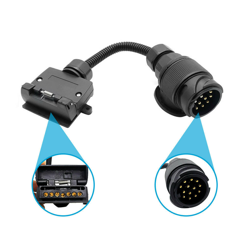 13 Pin Plug to 7 Pin Flat Socket Suitable For Trailer Caravan Wiring Connector.