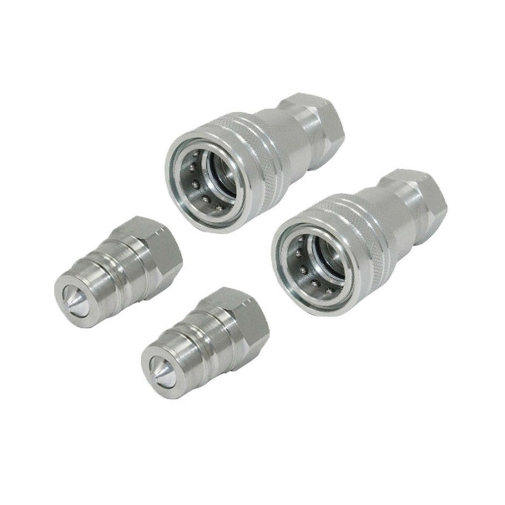 2 Pairs 1/2in BSP Male & Female Hydraulic Poppet Quick Release Couplings Set Suitable For Tractor.