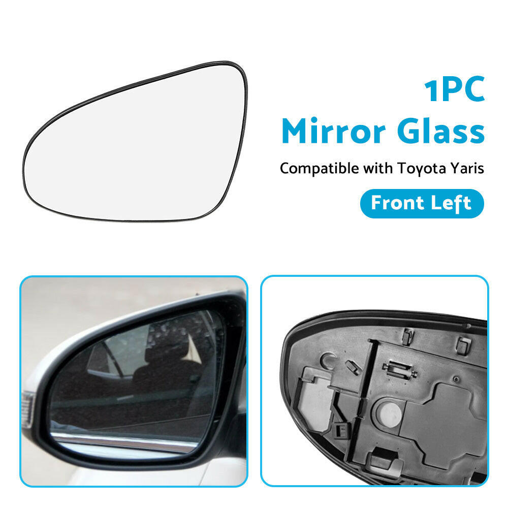 Left Side Mirror Glass with Back Plate Suitable For Toyota Yaris 2012-2017.