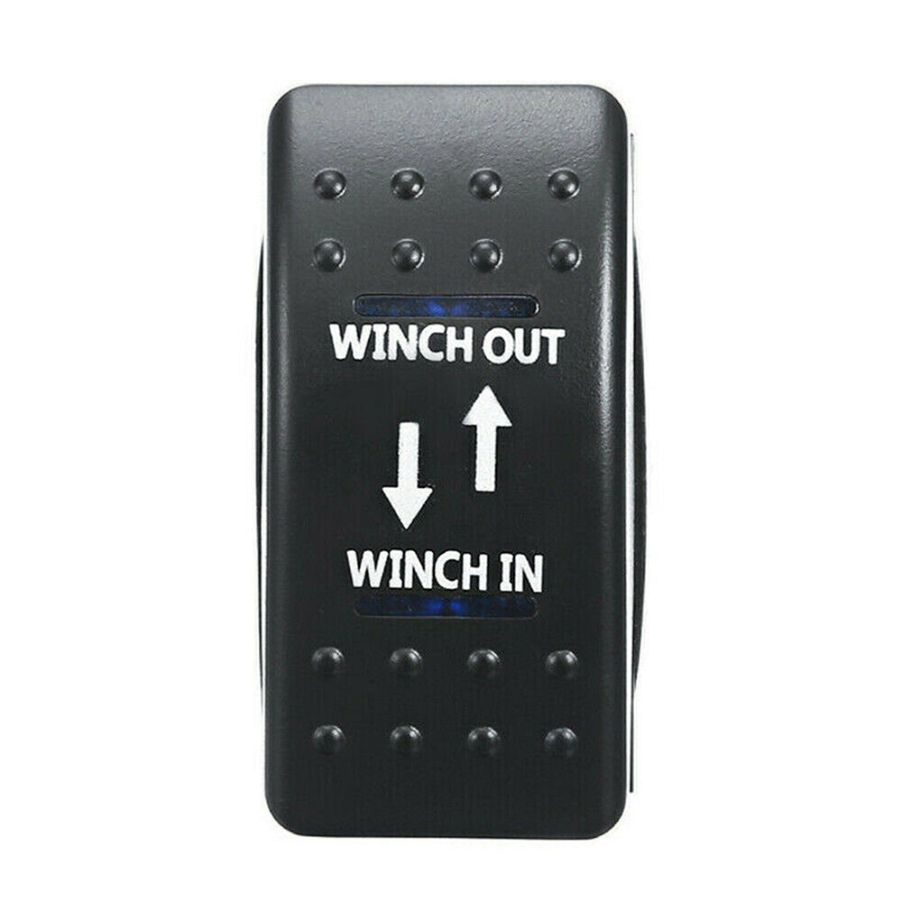 7-Pin Winch In Out Rocker Switch Blue LED Rocker Toggle Switch 12V-24V ON OFF ON.
