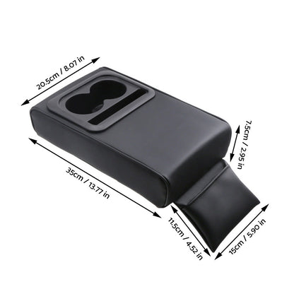 Center Console Leather Armrest Support Elbow Rest Extender Organizer Cup Holder.