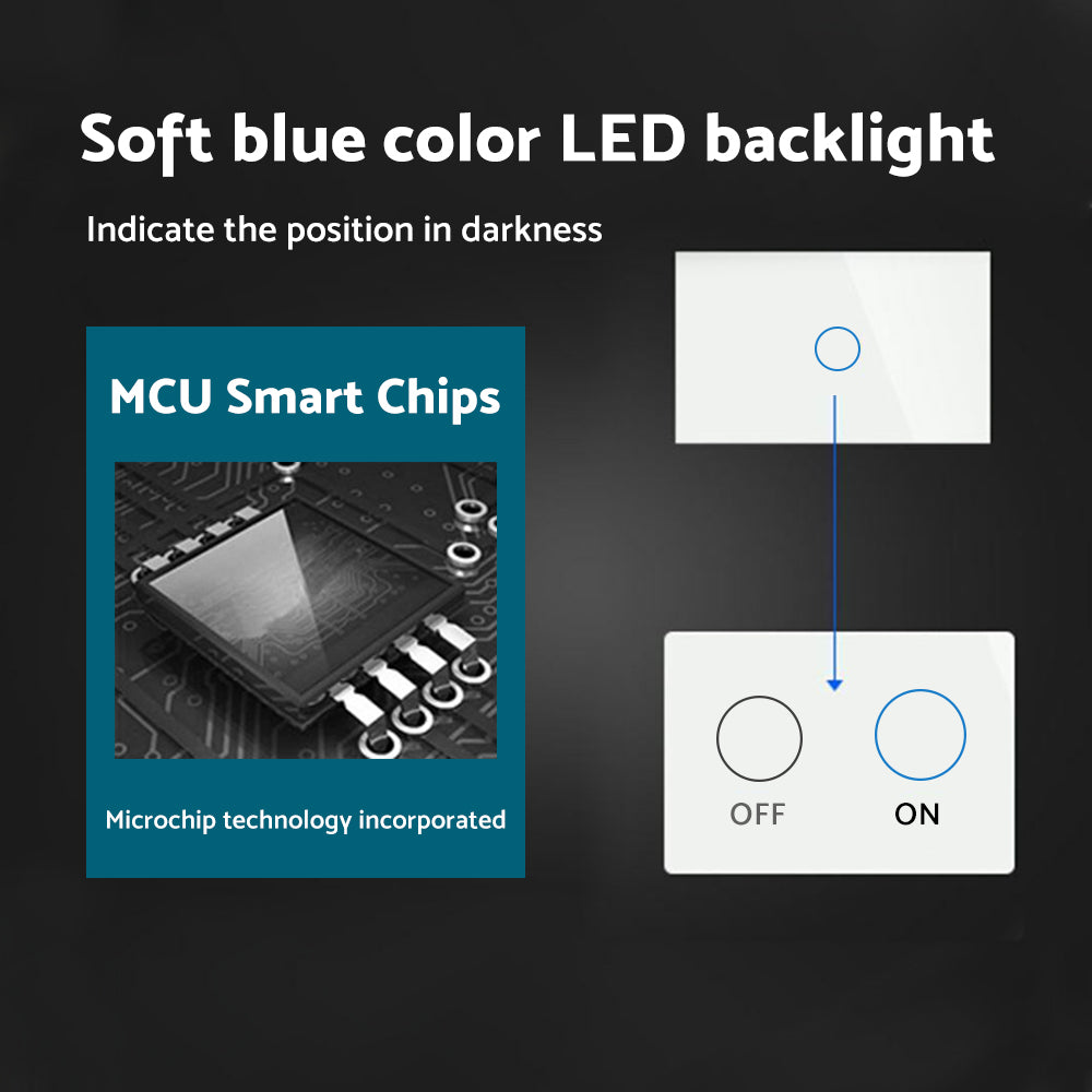 1Piece 1/2/3 Gang Touch Wall Light Switch Suitable for Home Office Hotel