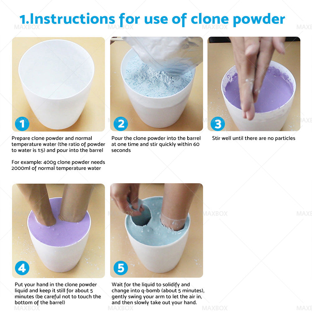 3D KEEPSAKE HANDS DIY CASTING KIT ART 1400G White Clone Model Powder for Adults.