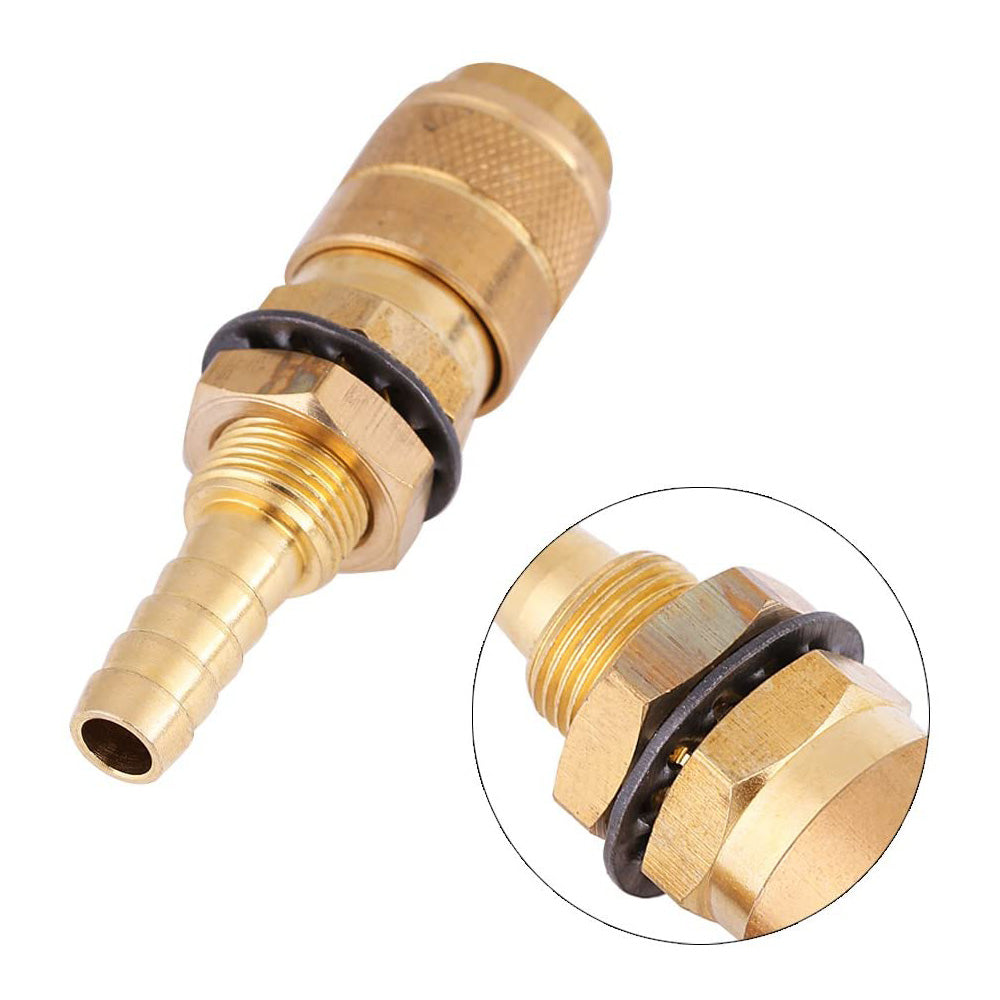 Female Quick Gas Connection with 6mm Barb for Argon and Water Suit Kemppi Unimig.