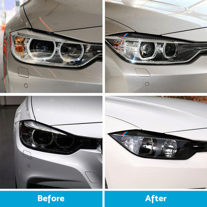Carbon Fiber Eyelids Eyebrow Headlight Retrofit Accessories Suitable for BMW F30 3 Series.