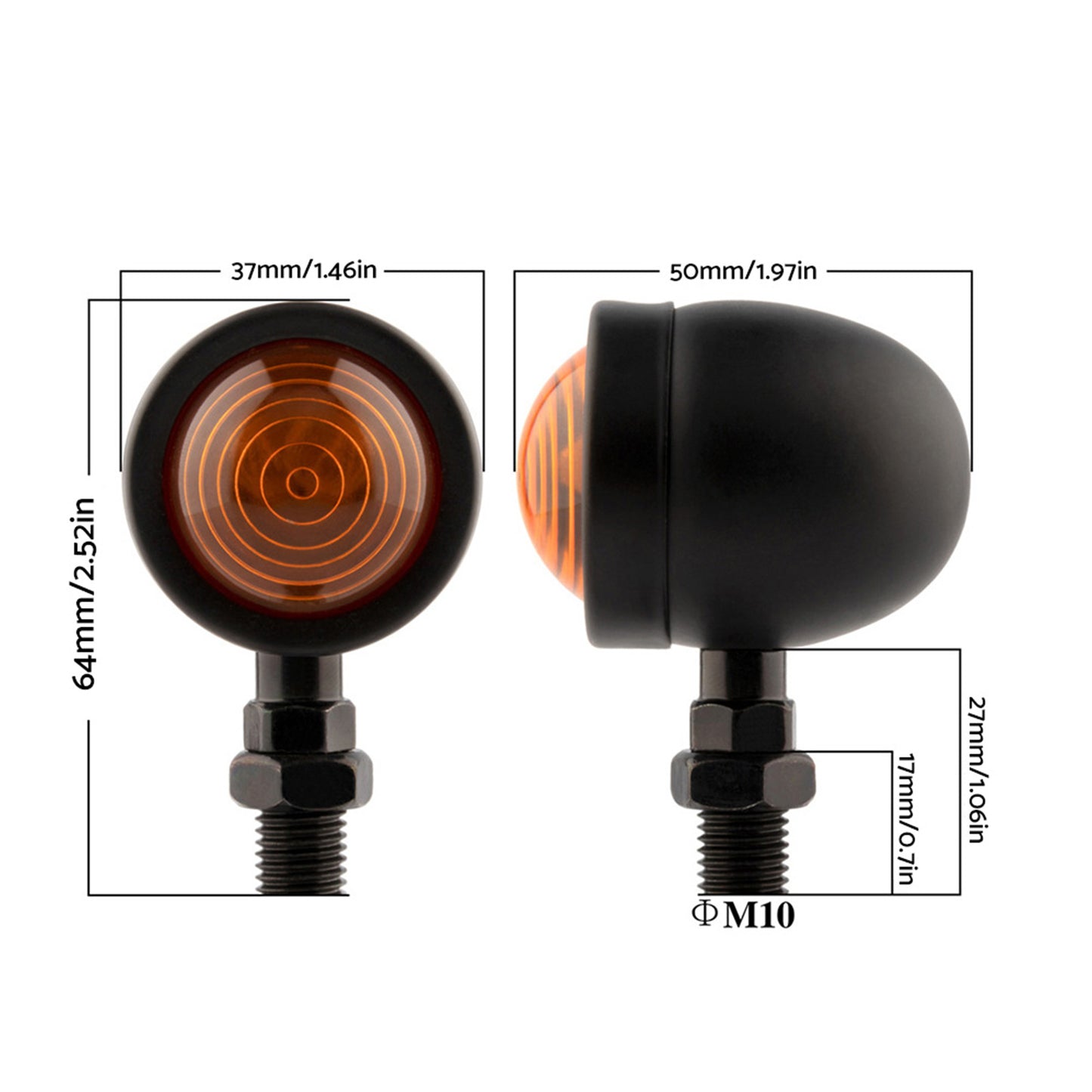 4x Chrome Motorcycle Amber Bullet Turn Signal Indicators Blinkers Universal Lamp.