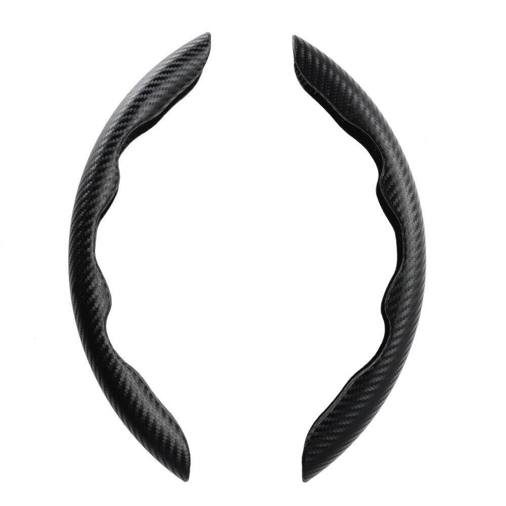 2x Black Carbon Fiber Steering Wheel Booster Non-Slip Cover Trim Accessories.