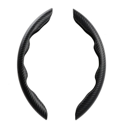 2x Black Carbon Fiber Steering Wheel Booster Non-Slip Cover Trim Accessories.