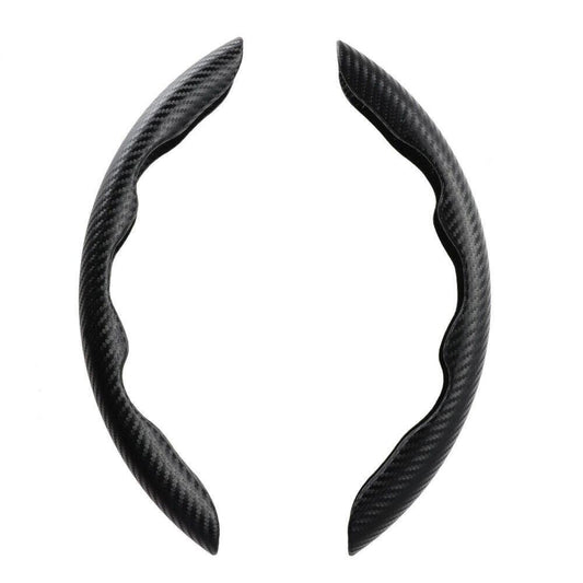2x Black Carbon Fiber Steering Wheel Booster Non-Slip Cover Trim Accessories.