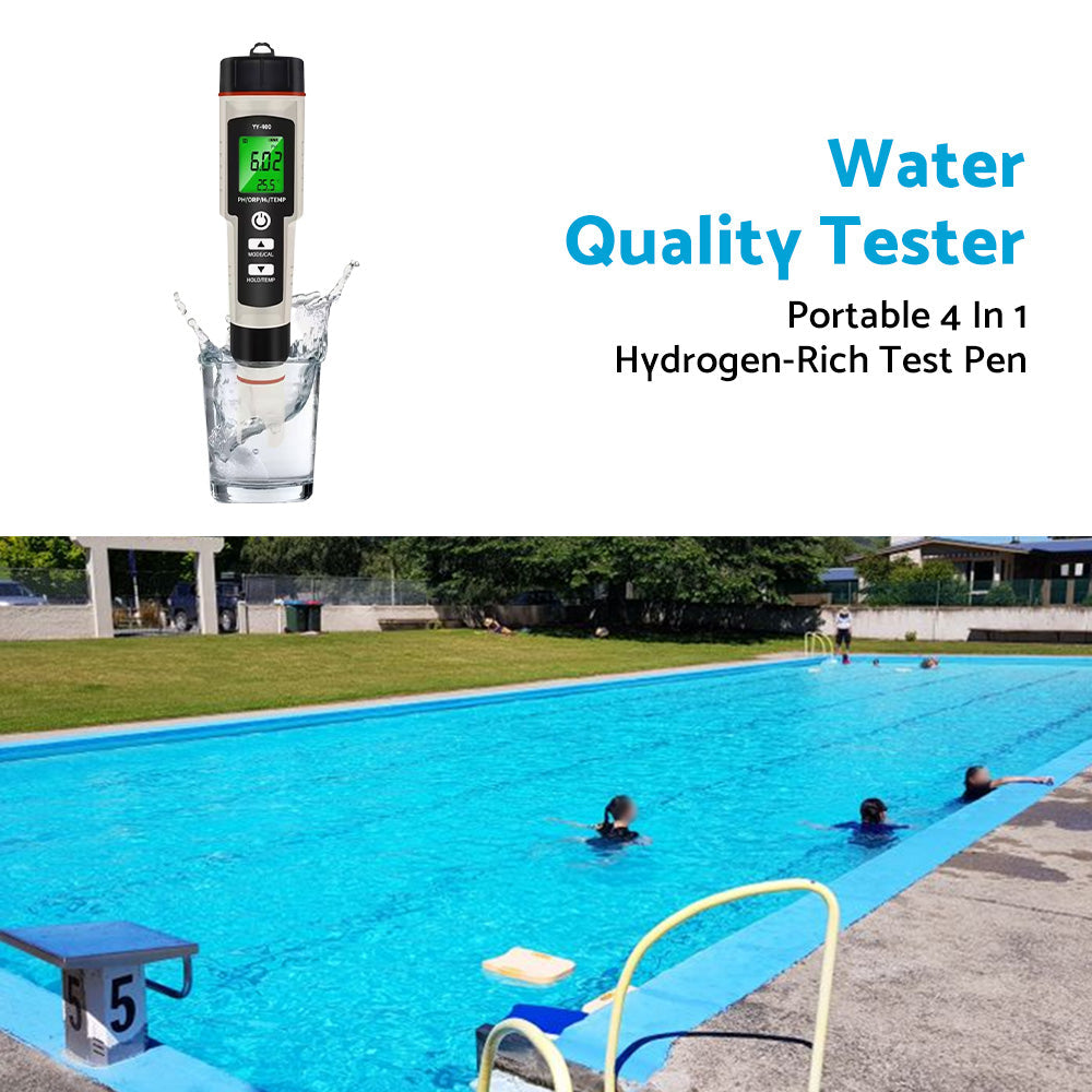 Portable 4 In 1 Hydrogen-Rich Test Pen PH ORP TEMP Water Quality Meter Tester.