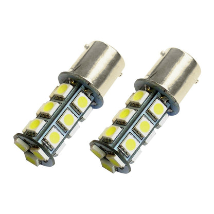 2x 12V BA15D LED 18 SMD Cool White Light Globes Suitable For Caravan Car.