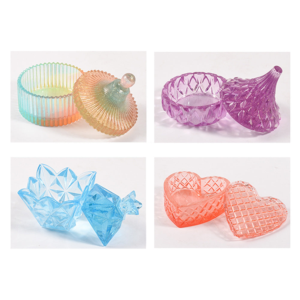 Silicone Epoxy Resin Mold Jewelry Storage Box Pyramid Trinket Heart Organizer.