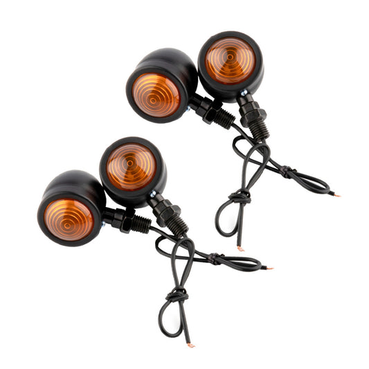 4x Chrome Motorcycle Amber Bullet Turn Signal Indicators Blinkers Universal Lamp.