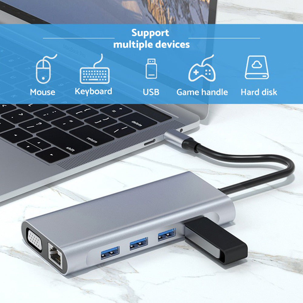 11-in-1 USB-C Hub Adapter with HDMI and USB 3.0 Ports Suitable For MacBook Pro & iPad Pro
