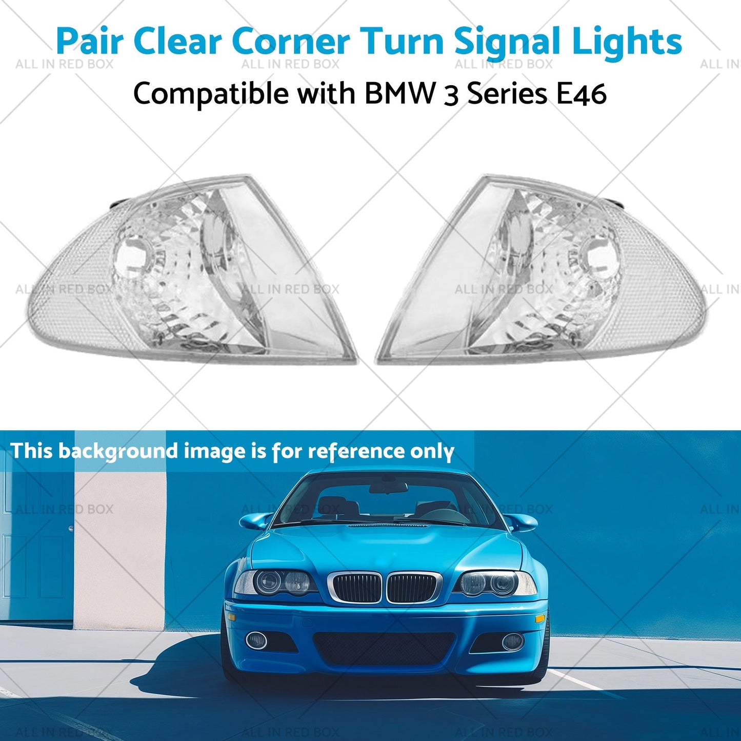 Pair Clear Corner Turn Signal Lights Suitable for BMW E46 98-01 3 Series.