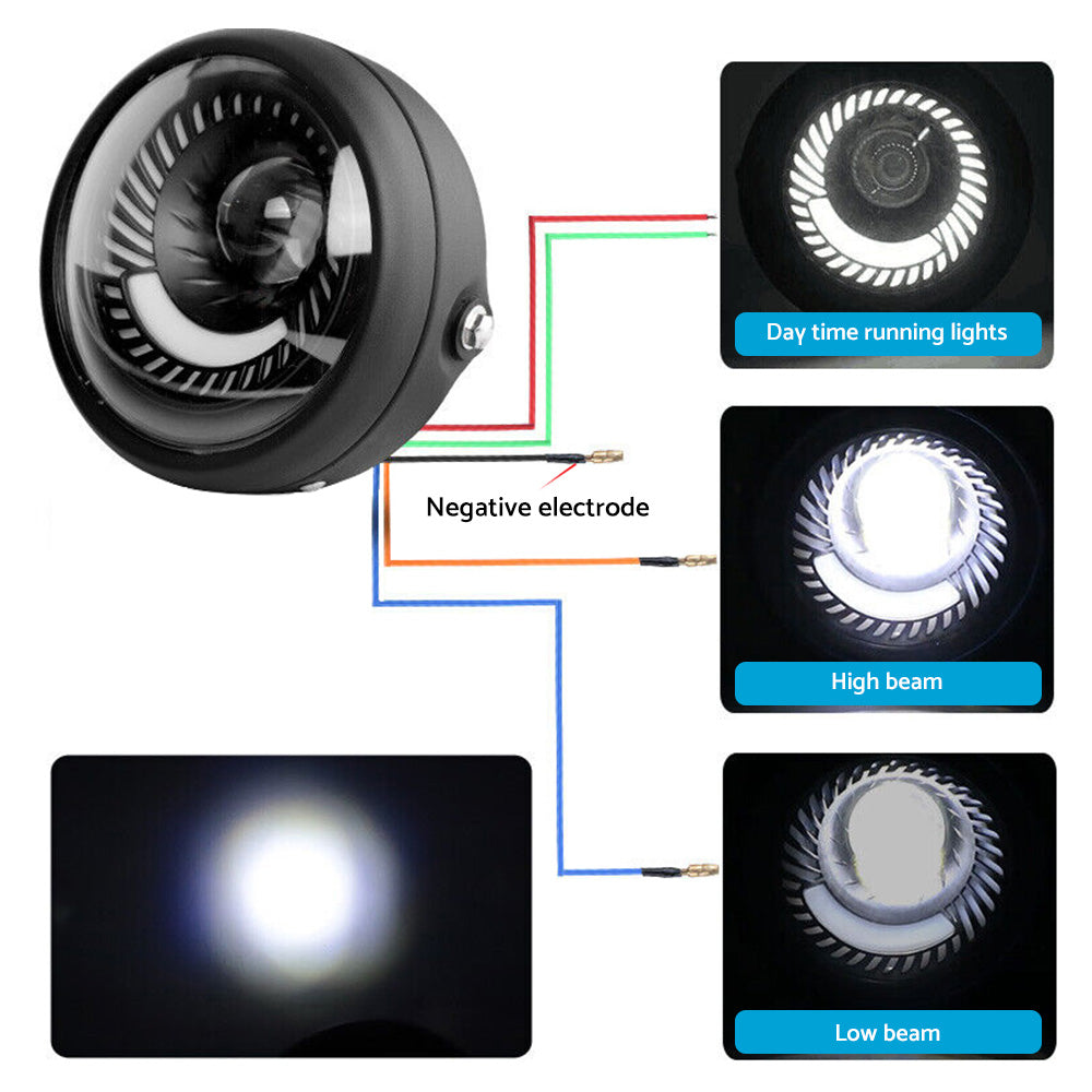 6.5-inch Motorcycle LED Headlight Suitable for Cafe Racer Motorcycles
