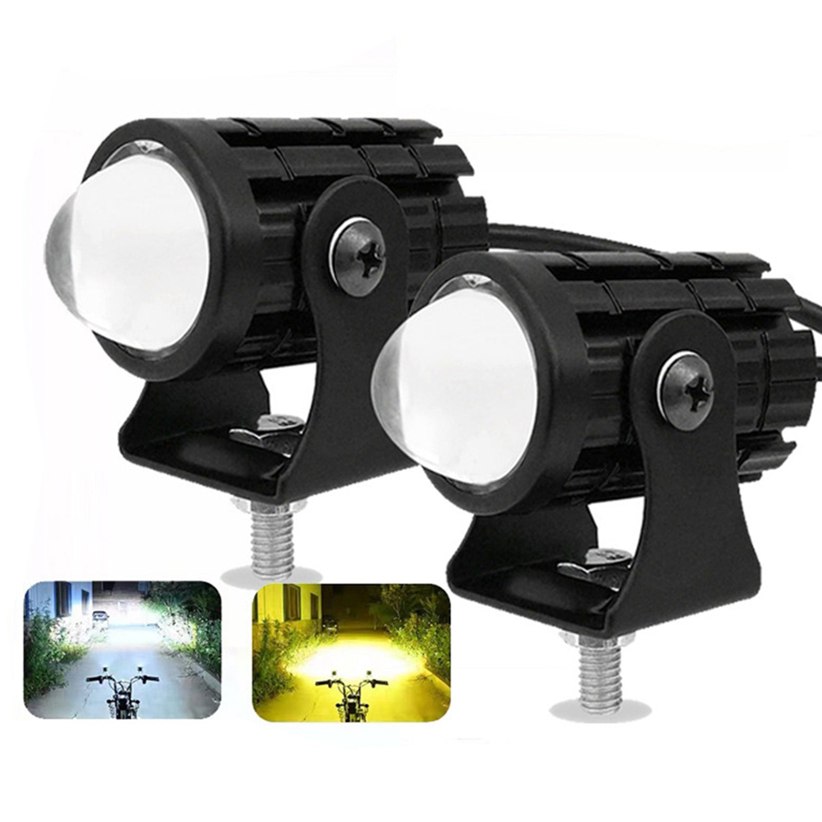 2X LED Motorcycle Headlight Spot Lights Car Driving Fog Lamp Yellow White 12-24V.