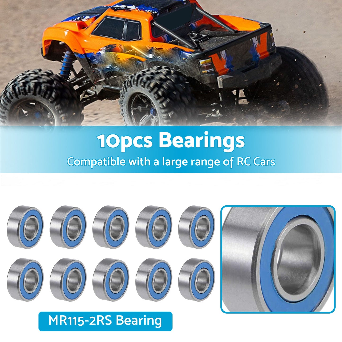 5x11x4mm Bearings For RC Tamiya 1150 HPI MR115-2RS Savage Traxxas Axial Losi.