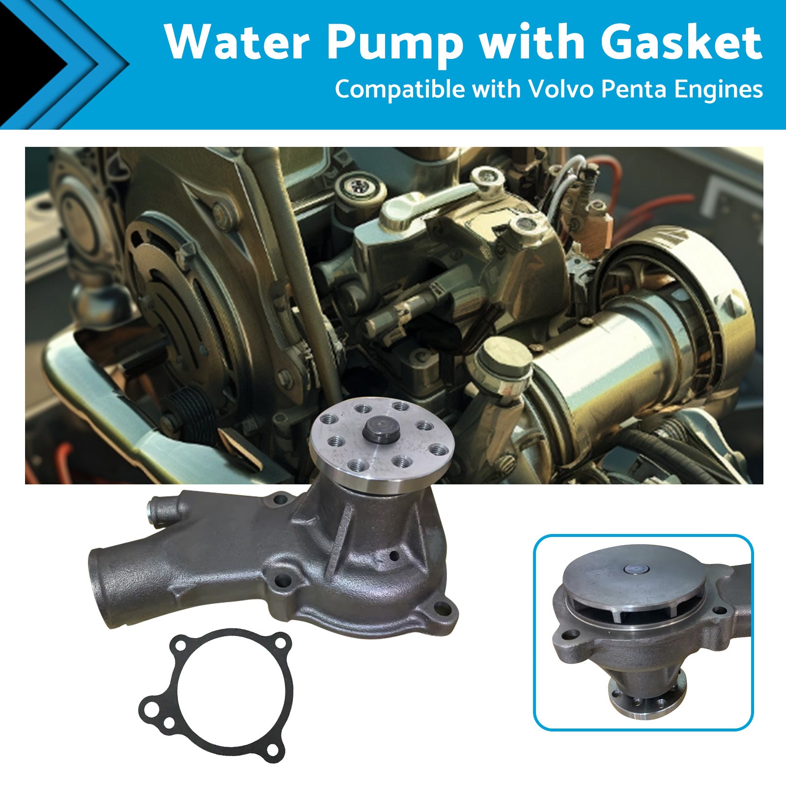 65142A1 Water Pump With Gasket Suitable For Mercruiser Marine 884727 814755 2. 5.