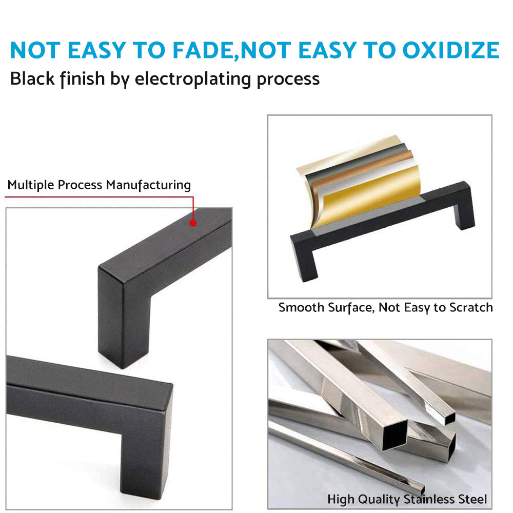 Square Kitchen Cabinet Handles Pulls Stainless Steel Door Knobs Drawer Handles.