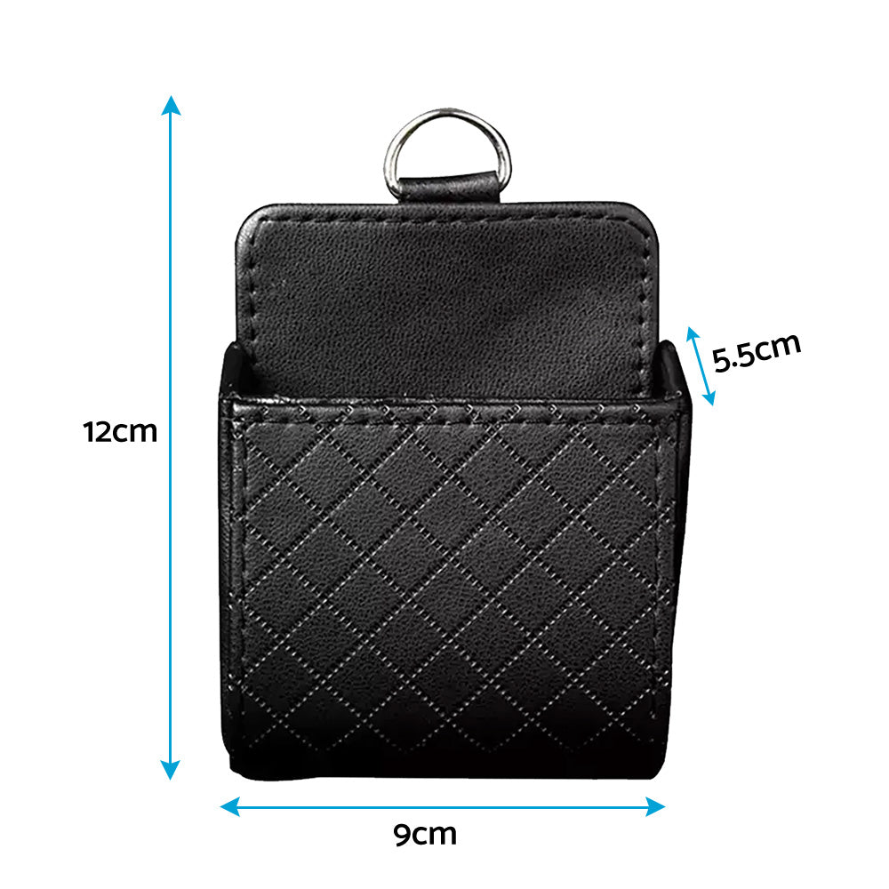 Car Organizer Bag Air Outlet Dashboard Hanging Leather Car Mobile Phone Holder.