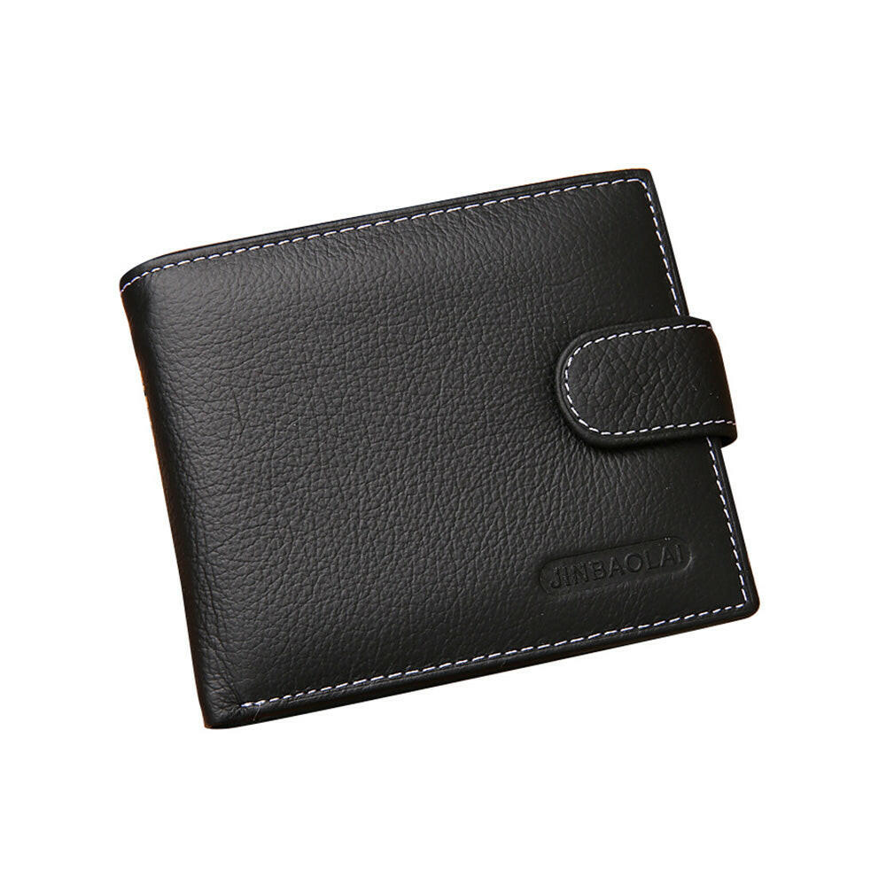 Men's Bi-Fold Wallet Black With Top Layer Cowhide Leather, Card Slots & Coin Pocket.